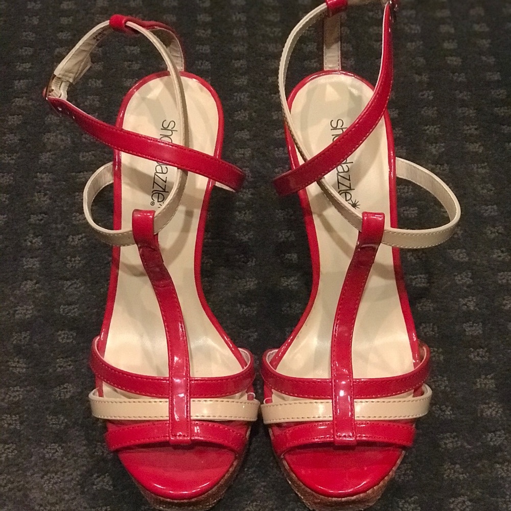 Red and Tan Heels -Size 6